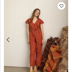 Madewell Linen-Cotton Pleat-Sleeve Jumpsuit